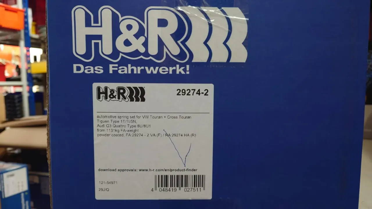 H&R 29274-2 Пружины с занижением для VW Tiguan I, Audi Q3 8U