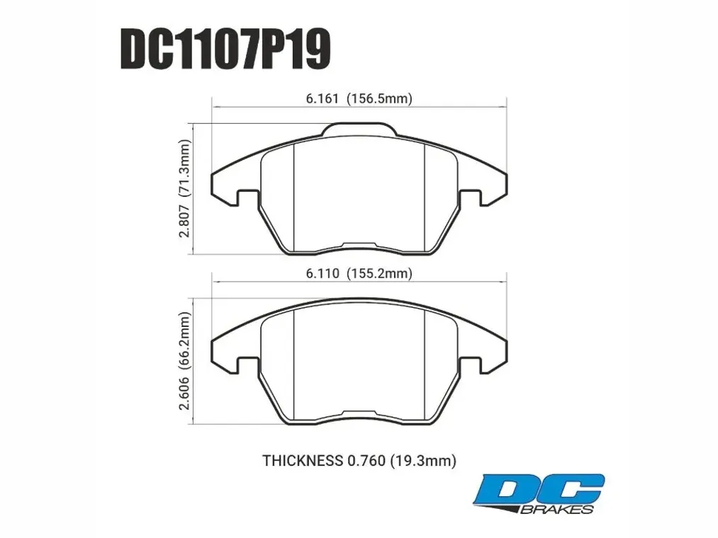 DC Brakes STR.S+ DC1107P19 Передние тормозные колодки для VAG PQ35 312mm