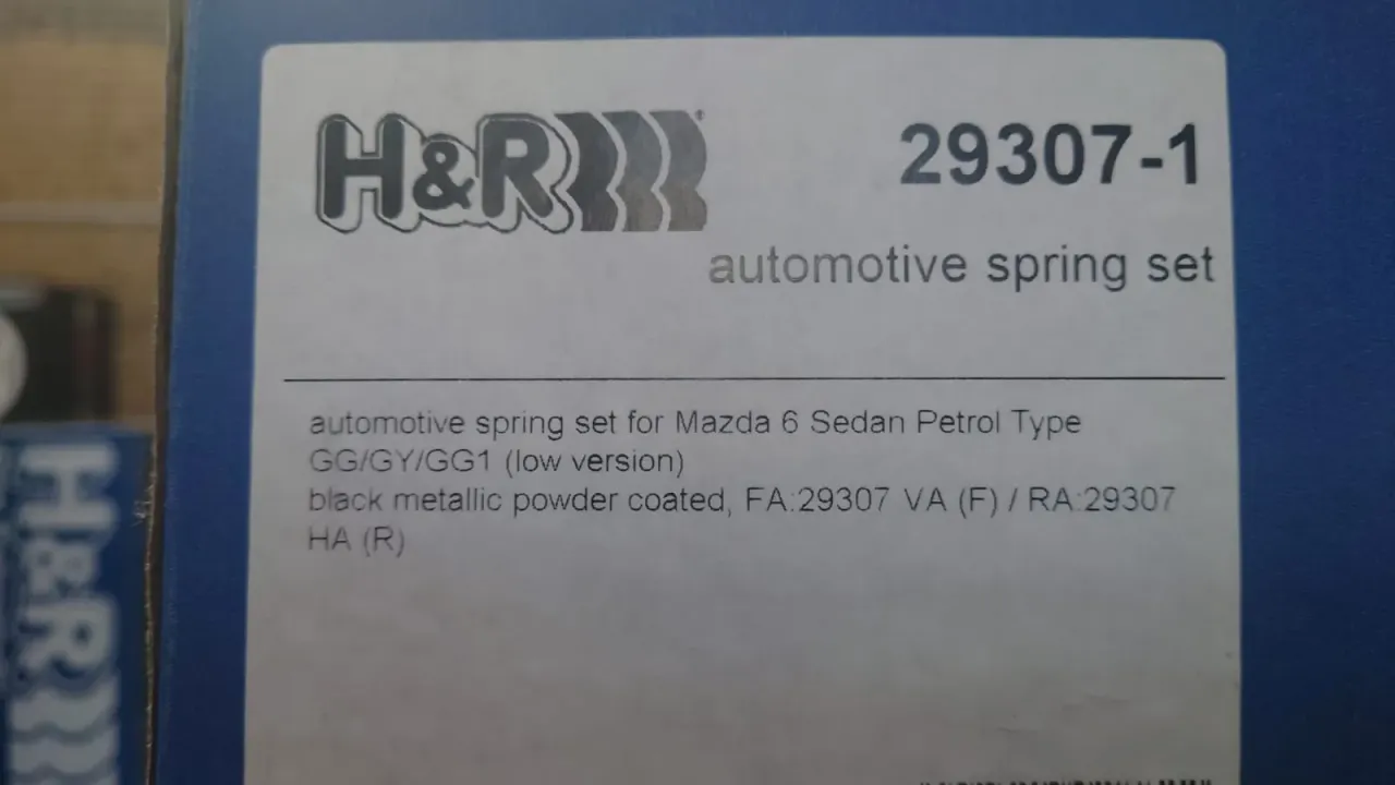 H&R 29307-1 Пружины с занижением Mazda 6 GG
