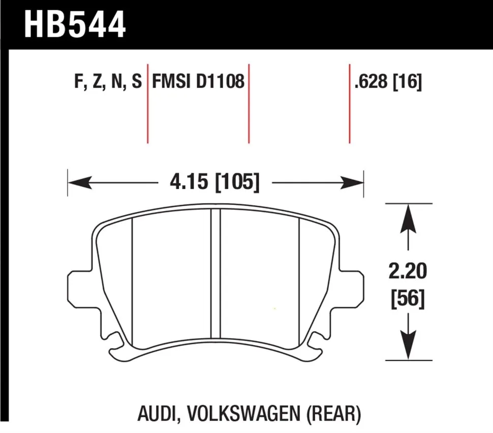 HAWK HT-10 HB544S.628 Задние тормозные колодки для VAG PQ35 310mm