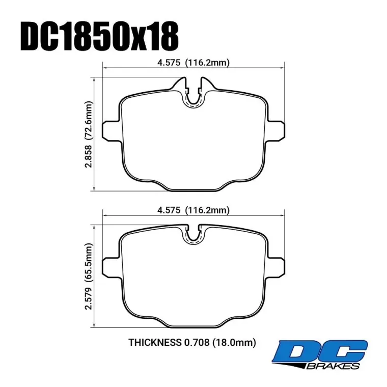DC Brakes RT.2 DC1850E18 Задние тормозные колодки для BMW M3 G80; M4 G82; M5 F10; M6 F12; X5 G05; X7 G07