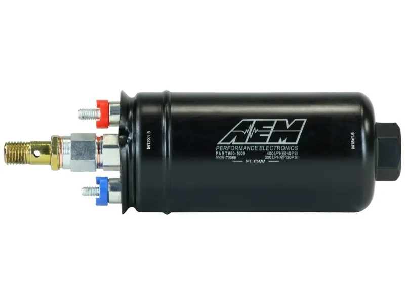 AEM 50-1009 Насос топливный выносной (400 л/ч) M12x1.5 выход - M18X1.5 вход