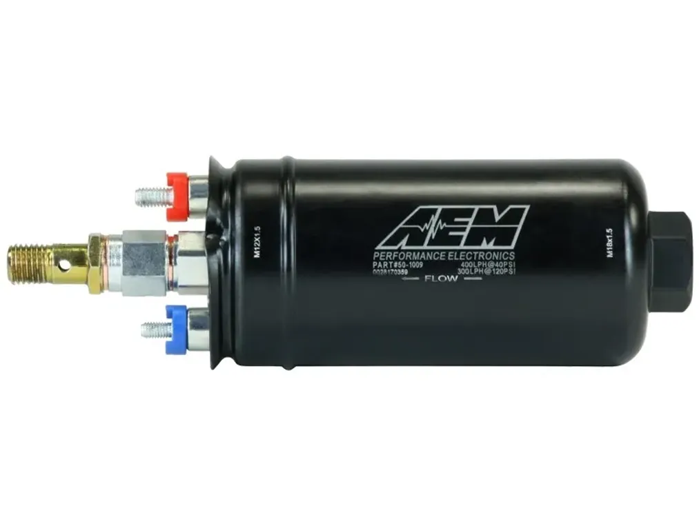 AEM 50-1009 Насос топливный выносной (400 л/ч) M12x1.5 выход - M18X1.5 вход