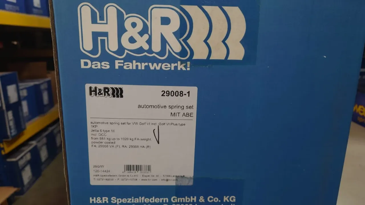 H&R 29008-1 Пружины с занижением VW Golf 6, Jetta 6
