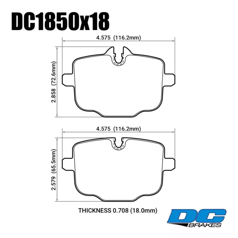 Колодки тормозные DC1850S18 DC Brakes R24 задние BMW M3 G80; M4 G82; M5 F10; M6 F12; X5 G05; X7 G07