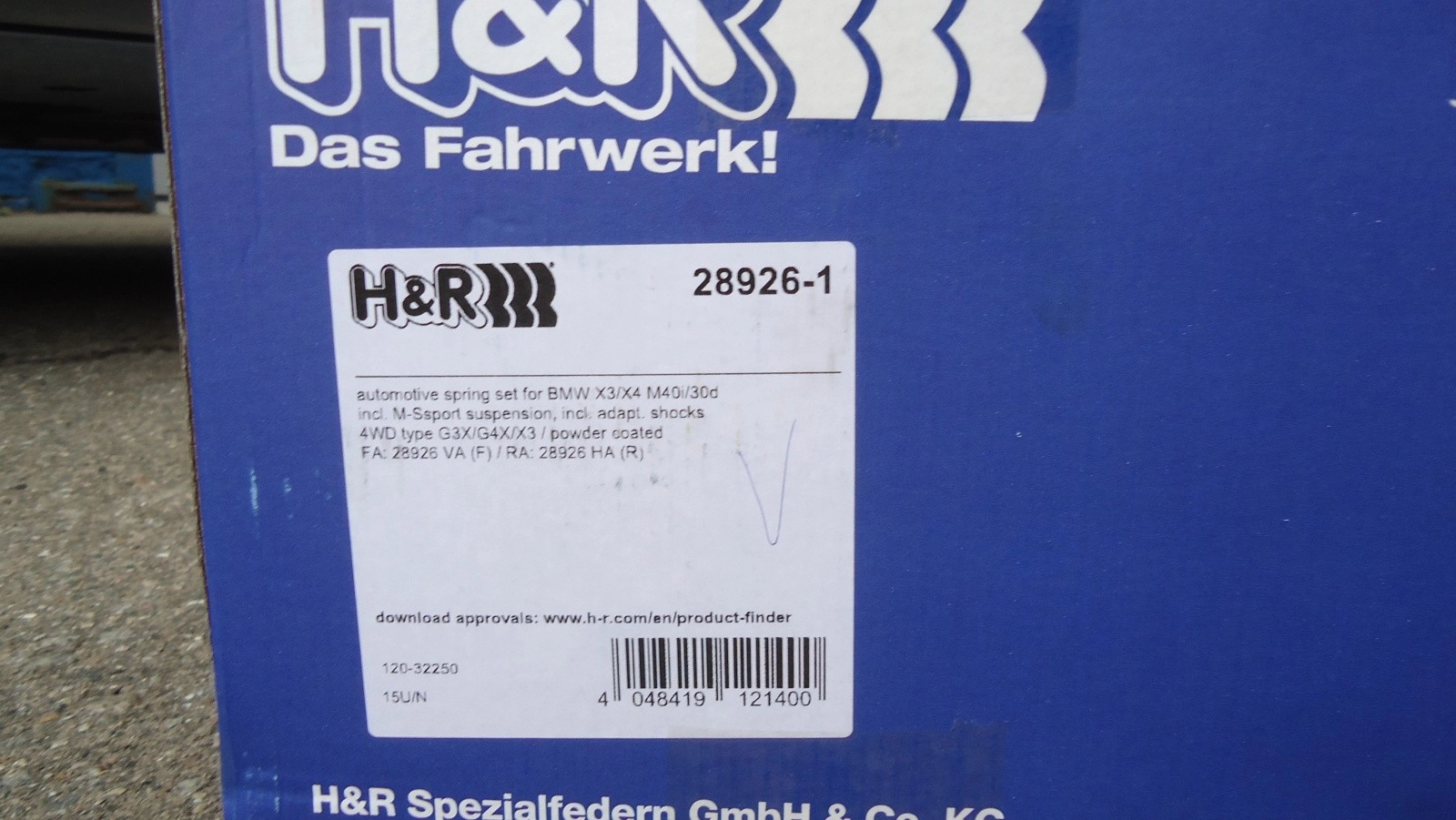 H&R 28926-1 Пружины с занижением для BMW X3 F25 / X3 G01 / X4 G02 — фото 2 из 5