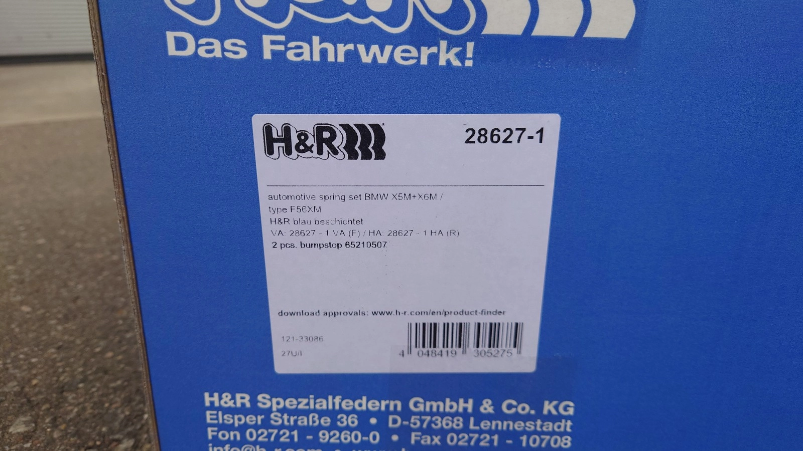 H&R 28627-1 Пружины с занижением для BMW X5M (F95) / X6M (F96) — фото 2 из 3