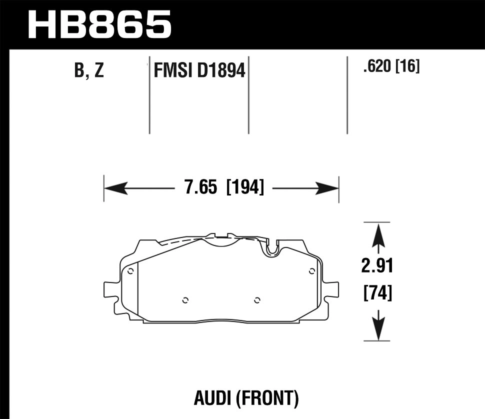 HAWK HB865B.620 HPS 5.0 Передние тормозные колодки для Audi Q7 4M / S4 RS4 B9 / S5 RS5 B9 — фото 1 из 5