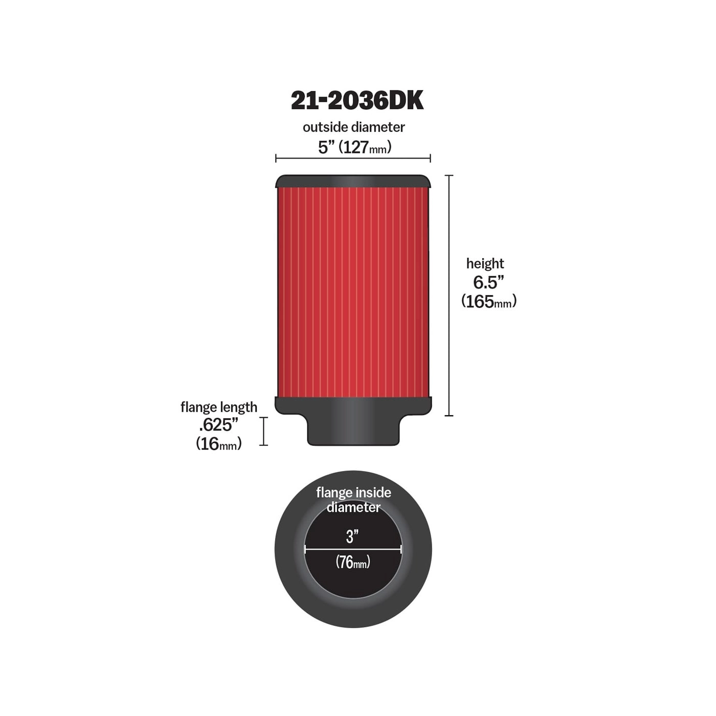AEM 21-2036DK Фильтр нулевого сопротивления универсальный под Carbonio — фото 2 из 7