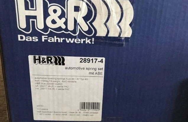 H&R 28917-4 Пружины с занижением Audi A6 (C7) / A7 (C7) 4WD — фото 1 из 3
