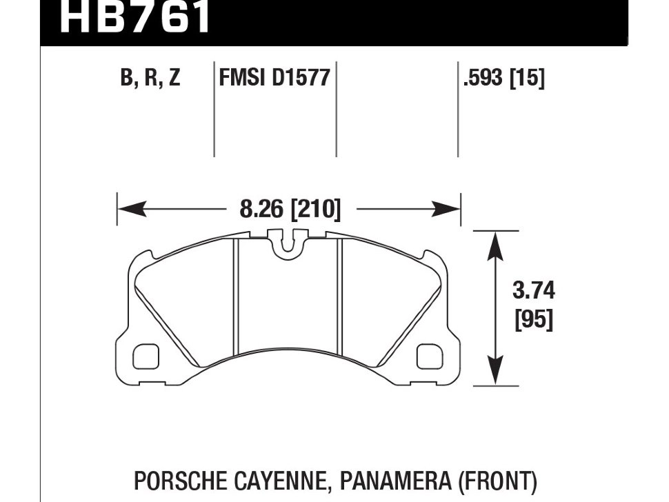 HAWK HP+ HB761N.593 Передние тормозные колодки для CAYENNE, PANAMERA, MACAN, TOUAREG — фото 1 из 5