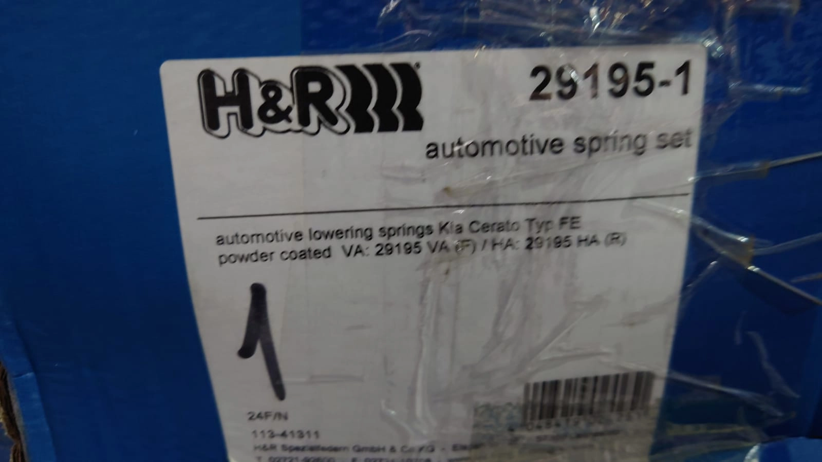 H&R 29195-1 Пружины с занижением для Kia Cerato 1 / Spectra 5 — фото 2 из 3