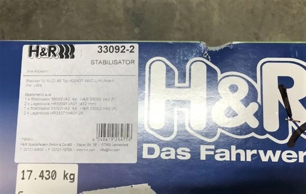 H&R Anti-Roll-Bars 33092-2 Стабилизаторы поперечной устойчивости для Audi A6/A7 (C7), Q5 (8R) — фото 2 из 3