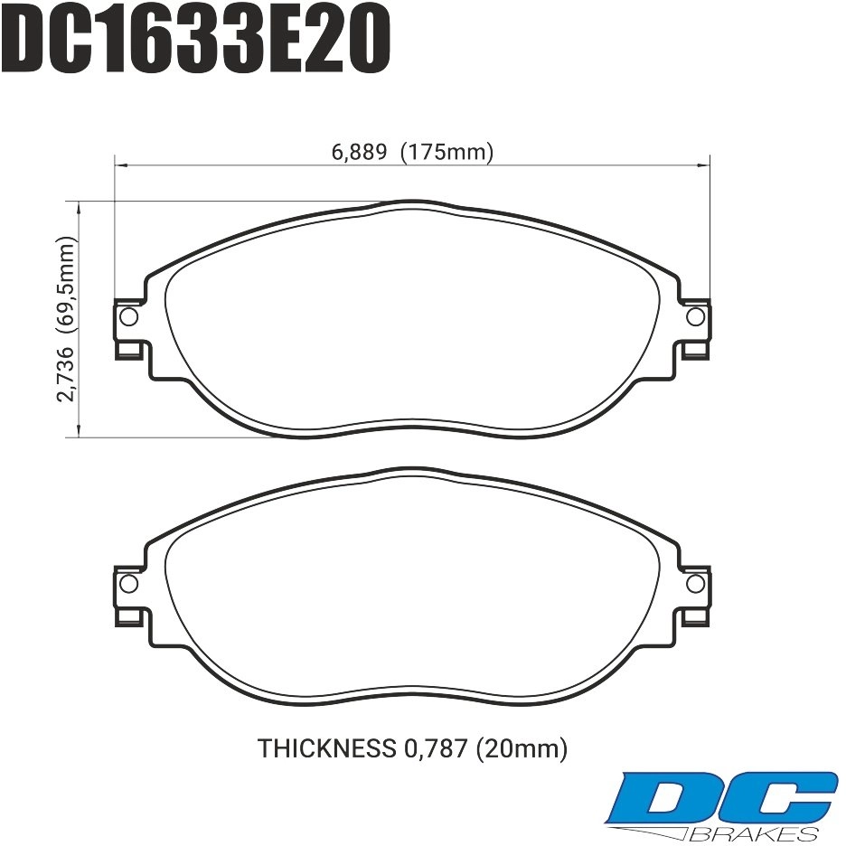 DC Brakes RT.2 DC1633E20 Передние тормозные колодки для VAG 340 MQB — фото 1 из 2
