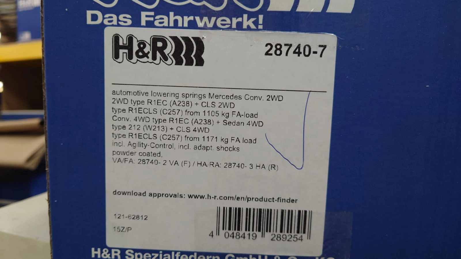H&R 28740-7 Пружины с занижением Mercedes Benz W213 CLS — фото 1 из 3