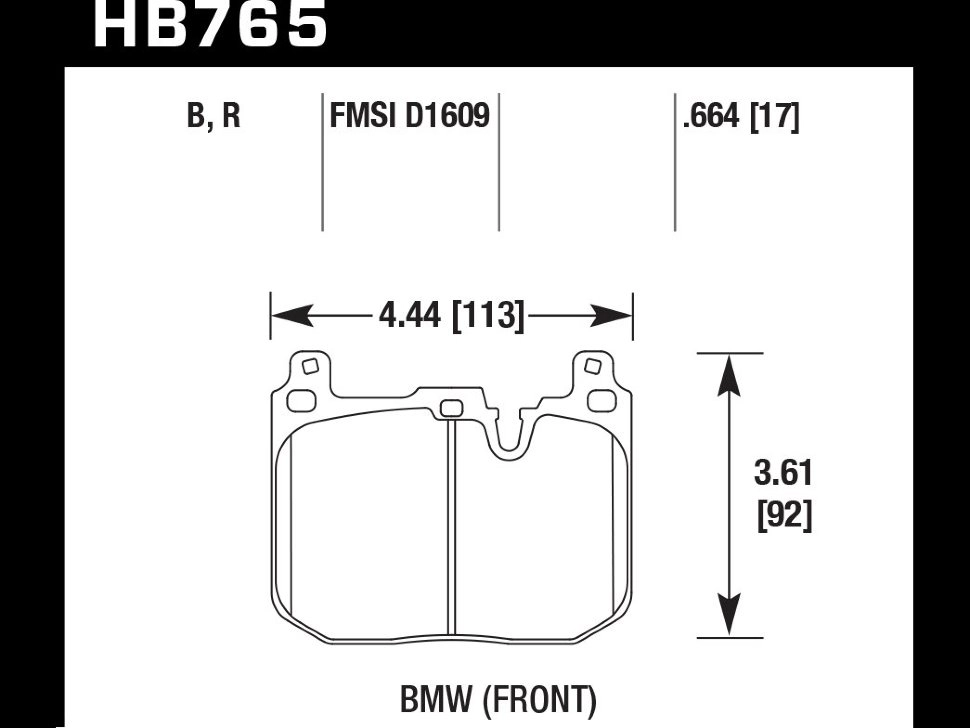 HAWK DTC-70 HB765U.664 Передние тормозные колодки BMW M4 F82, F32; M3 F80 F30; F20 F22 F87 M Mini JCW — фото 1 из 4