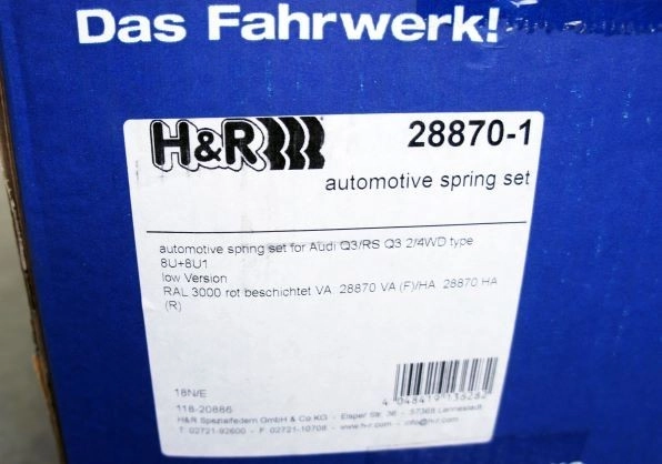 Пружины H&R 28870-1 для Audi Q3, RSQ3 8U — фото 2 из 3