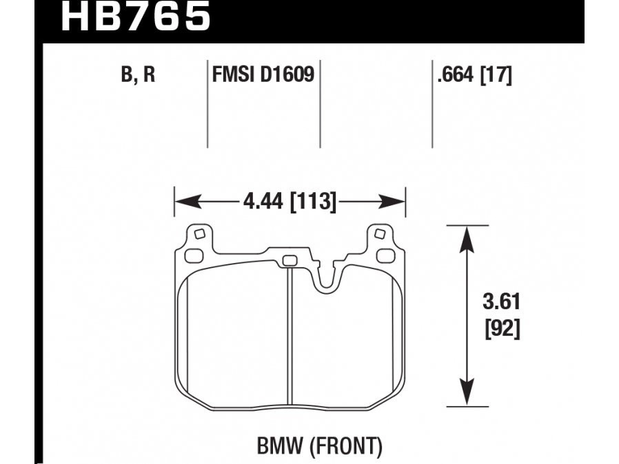 HAWK HP Plus HB765N.664 Передние тормозные колодки BMW M4 F82, F32; M3 F80 F30; F20 F22 F87 M Mini JCW — фото 2 из 5